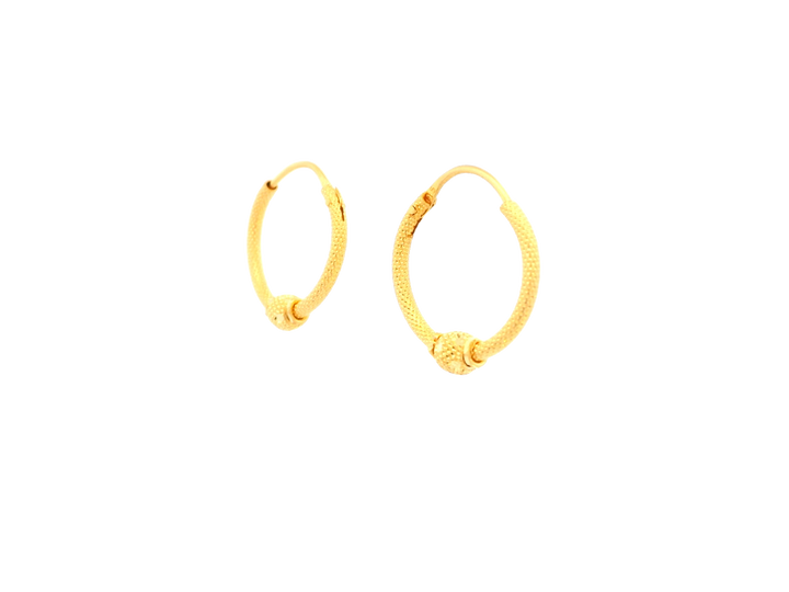 22K Yellow Gold Polished Hoop Earrings • 1 Inch