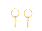 22K Yellow, White & Rose Gold Polished Hoop Earrings