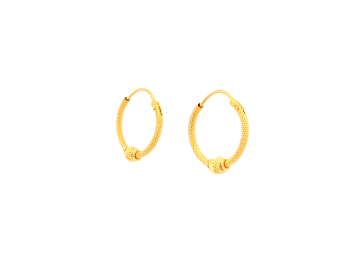 22K Yellow Gold Polished Hoop Earrings • 1 Inch