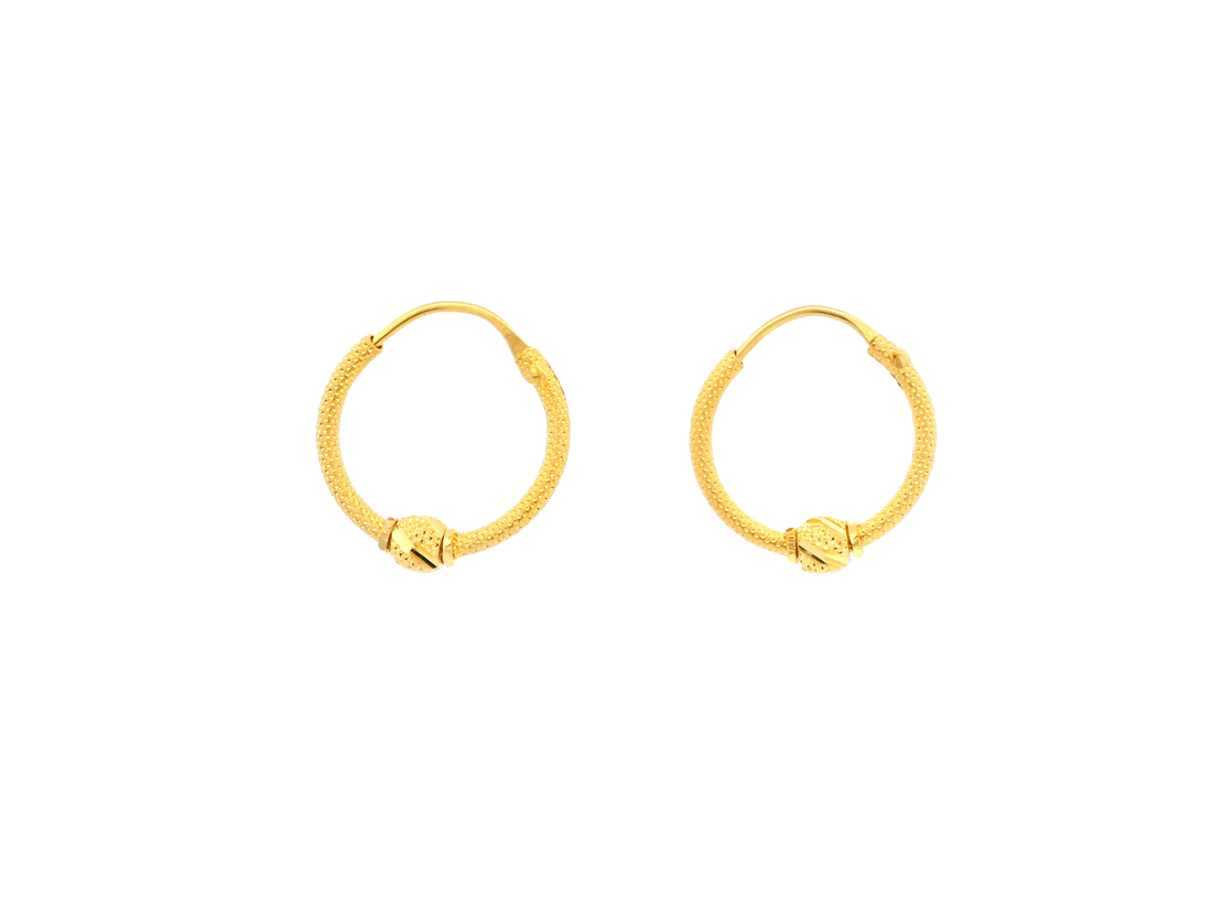 22K Yellow Gold Polished Hoop Earrings • 1 Inch