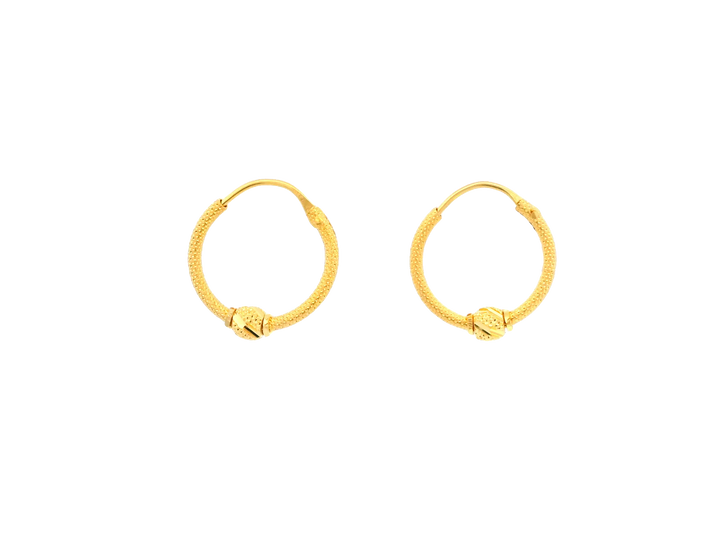 22K Yellow Gold Polished Hoop Earrings • 1 Inch