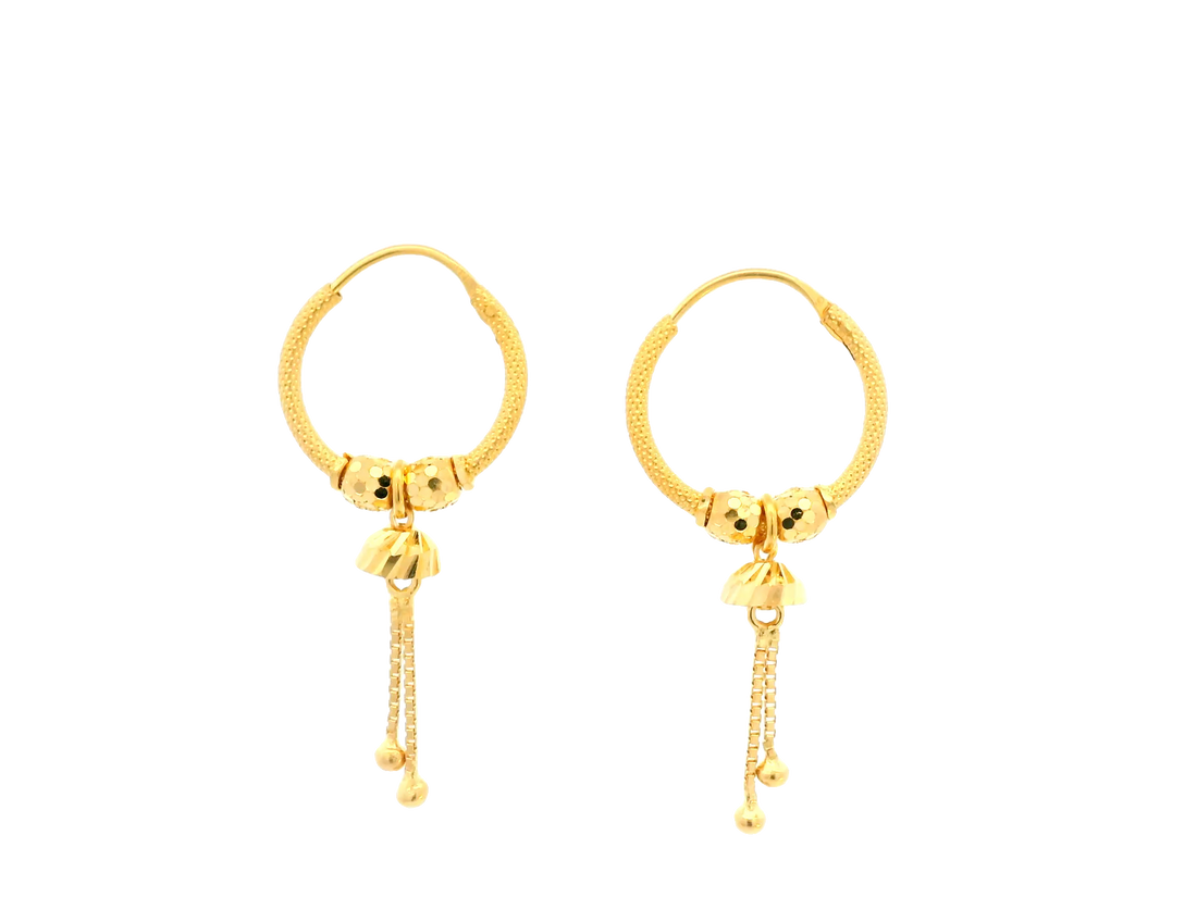 22K Yellow Gold Polished Hoop Earrings • 1.5 Inch