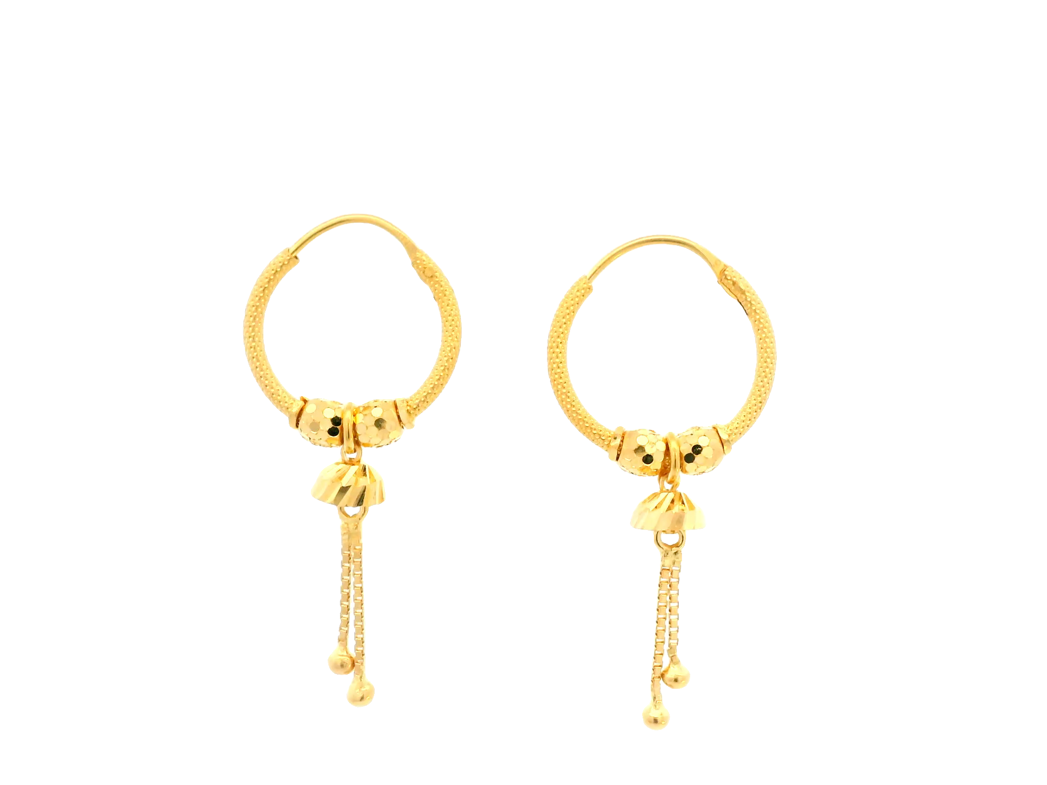22K Yellow Gold Polished Hoop Earrings