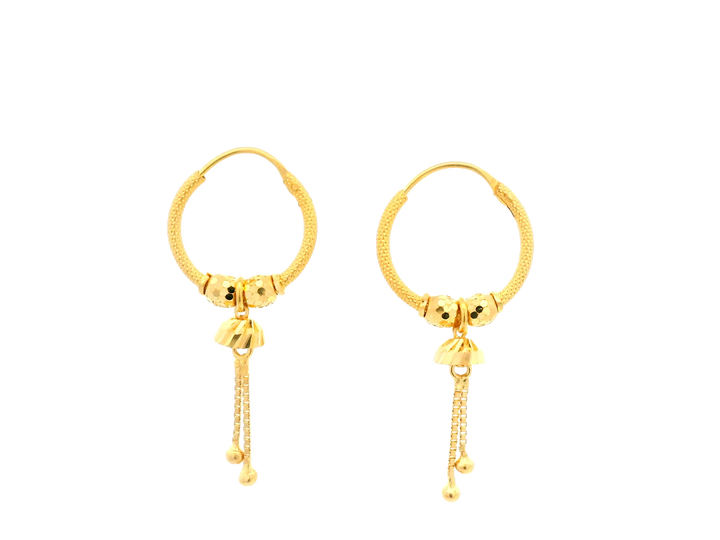 22K Yellow Gold Polished Hoop Earrings • 1.5 Inch