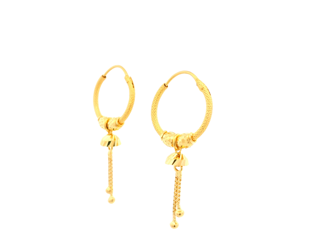 22K Yellow Gold Polished Hoop Earrings • 1.5 Inch