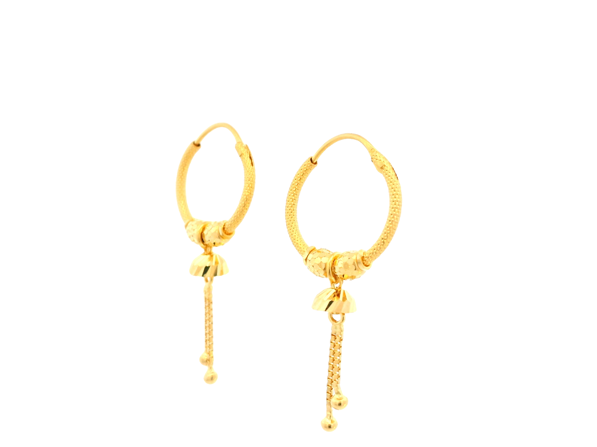 22K Yellow Gold Polished Hoop Earrings