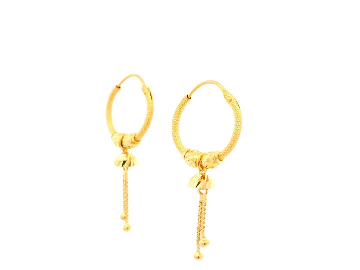 22K Yellow Gold Polished Hoop Earrings • 1.5 Inch
