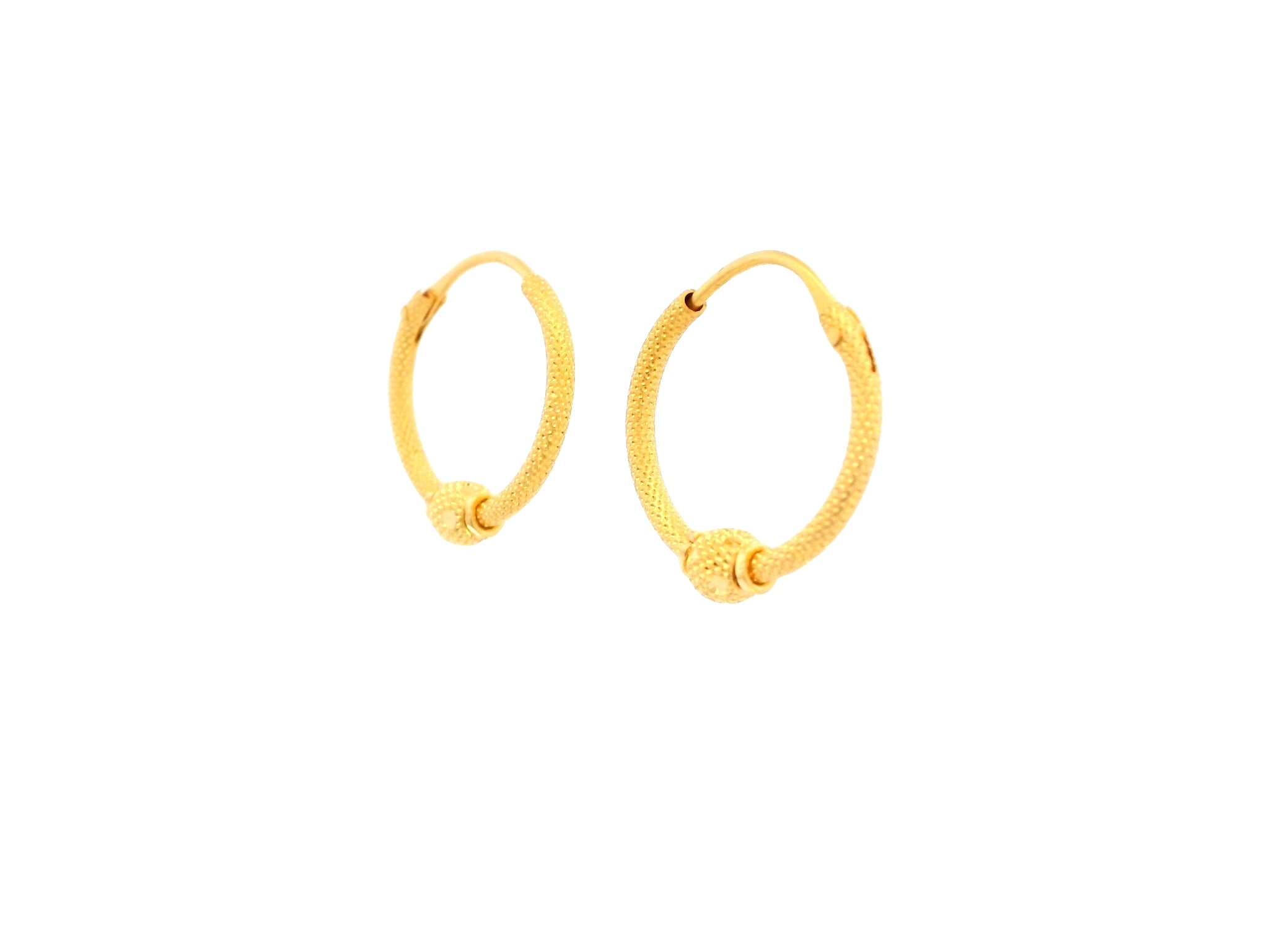 22K Yellow Gold Polished Hoop Earrings