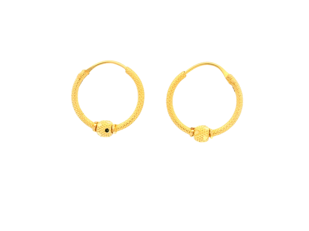 22K Yellow Gold Polished Hoop Earrings