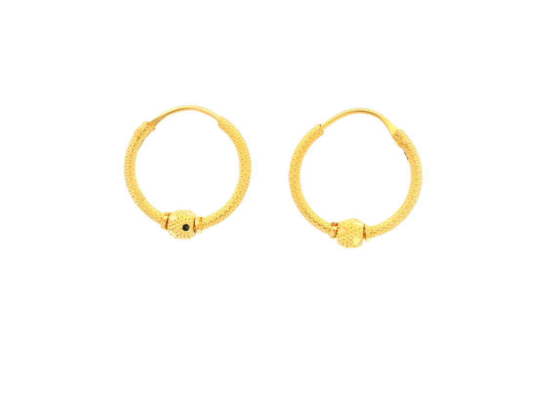 22K Yellow Gold Polished Hoop Earrings • 1 Inch