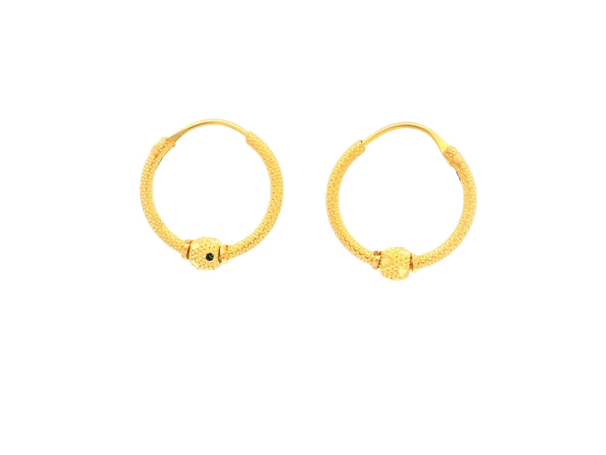 22K Yellow Gold Polished Hoop Earrings