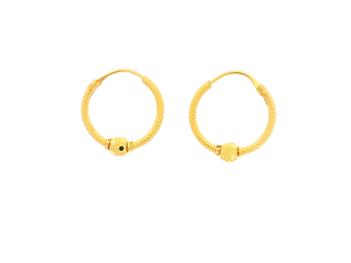 22K Yellow Gold Polished Hoop Earrings • 1 Inch