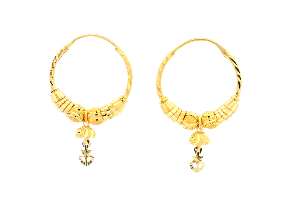 22K Yellow Gold Polished Hoop Earrings • 1.5 Inches