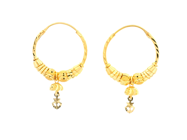22K Yellow Gold Polished Hoop Earrings • 1.5 Inches