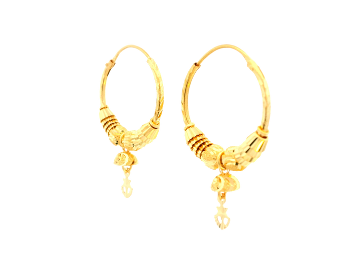 22K Yellow Gold Polished Hoop Earrings • 1.5 Inches