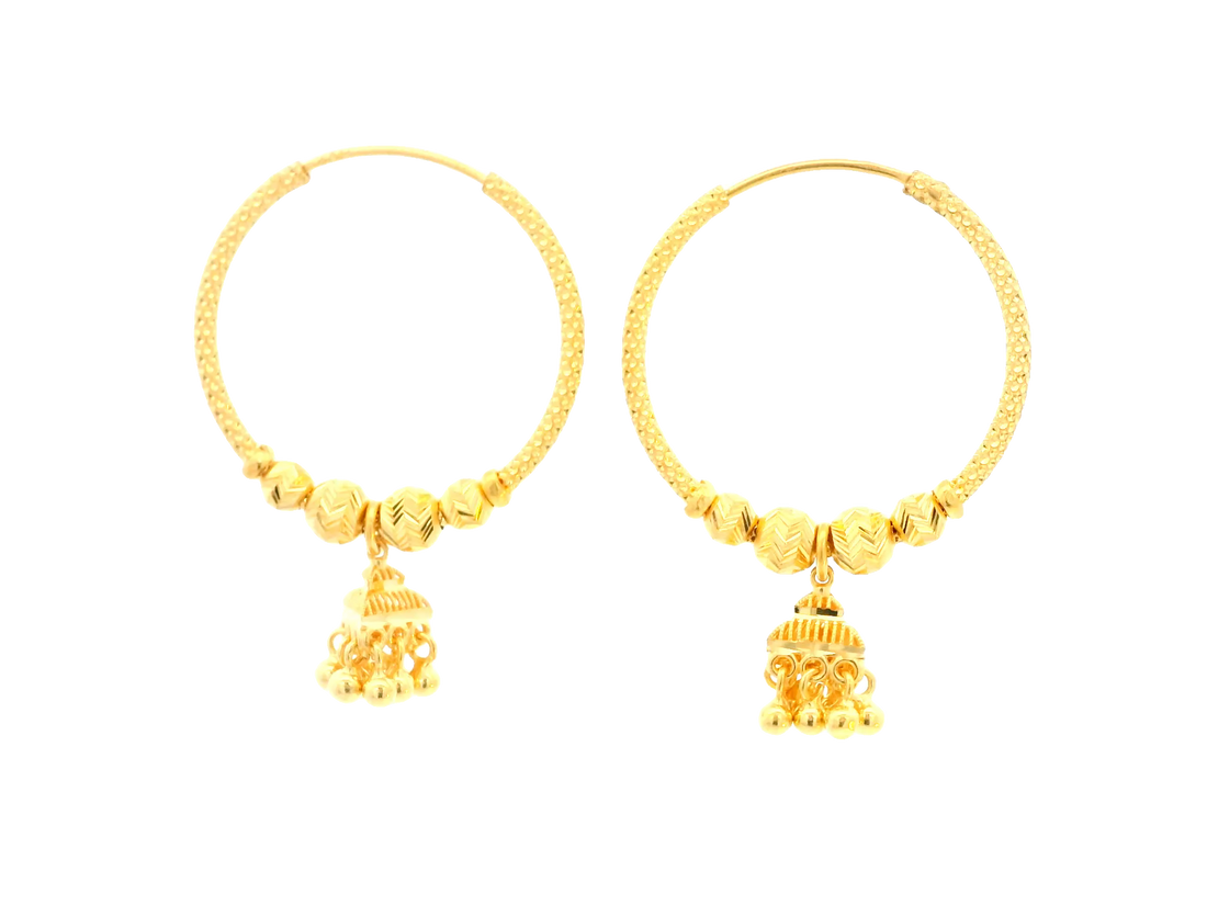 22K Yellow Gold Polished Hoop Earrings • 1.7 Inches