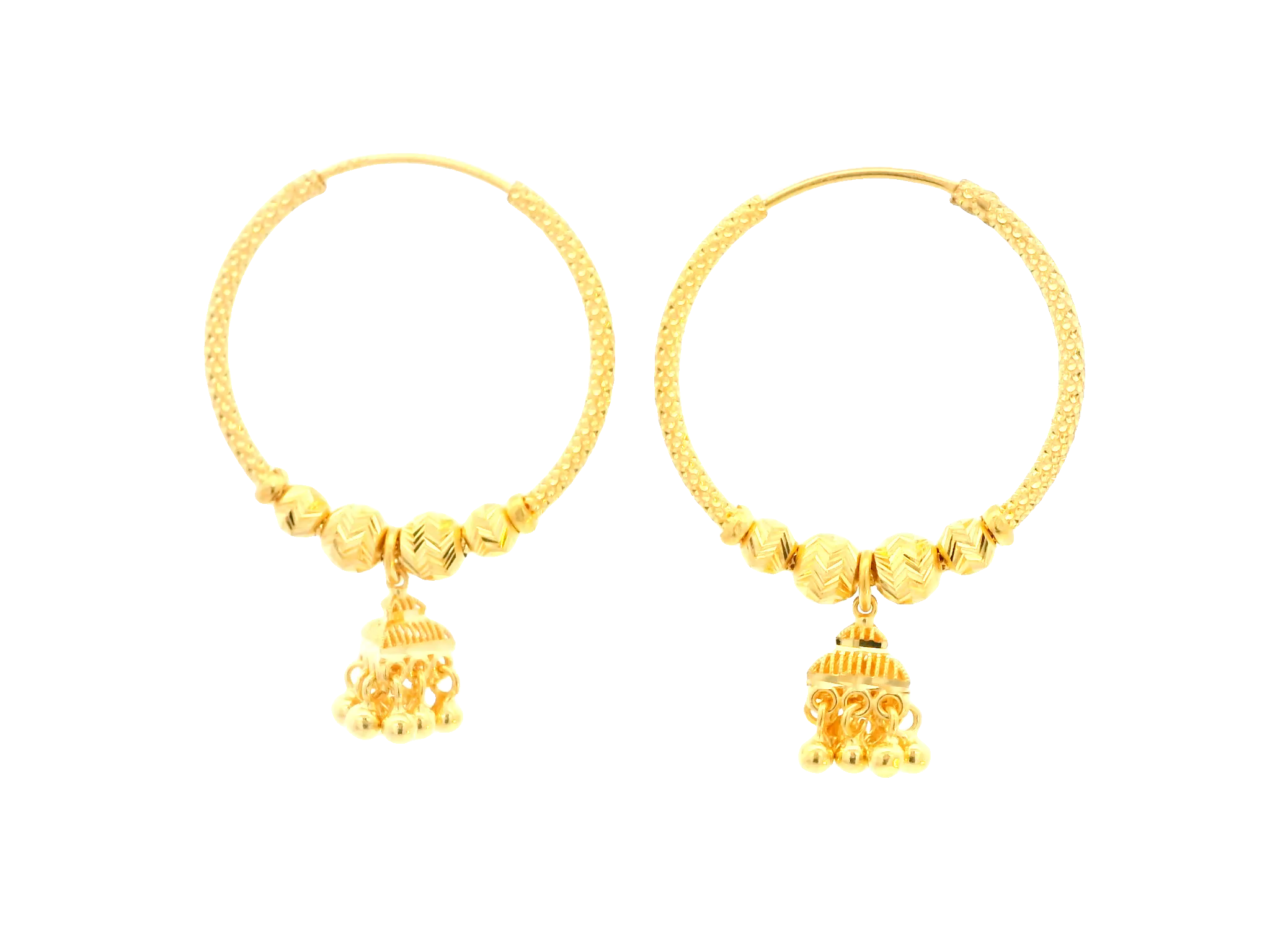 22K Yellow Gold Polished Hoop Earrings
