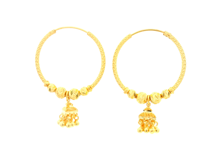 22K Yellow Gold Polished Hoop Earrings • 1.7 Inches
