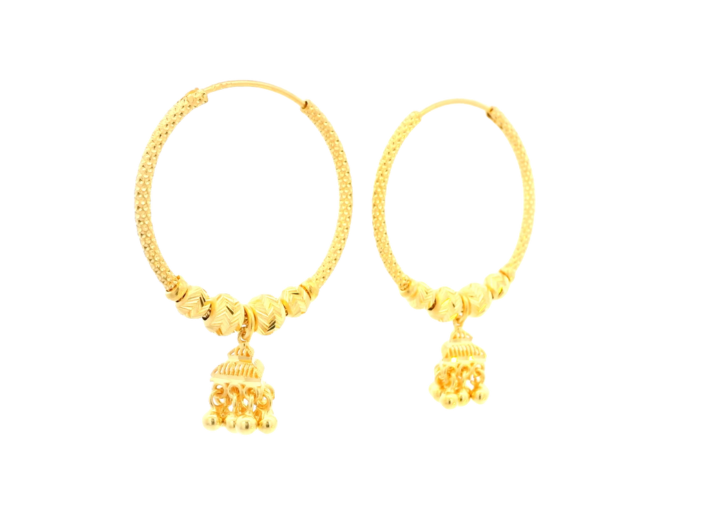22K Yellow Gold Polished Hoop Earrings