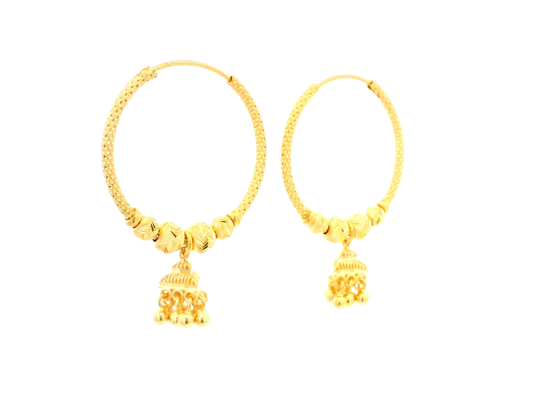22K Yellow Gold Polished Hoop Earrings • 1.7 Inches