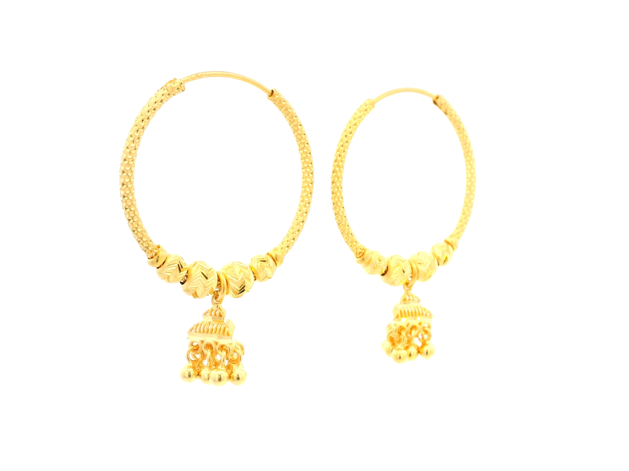22K Yellow Gold Polished Hoop Earrings