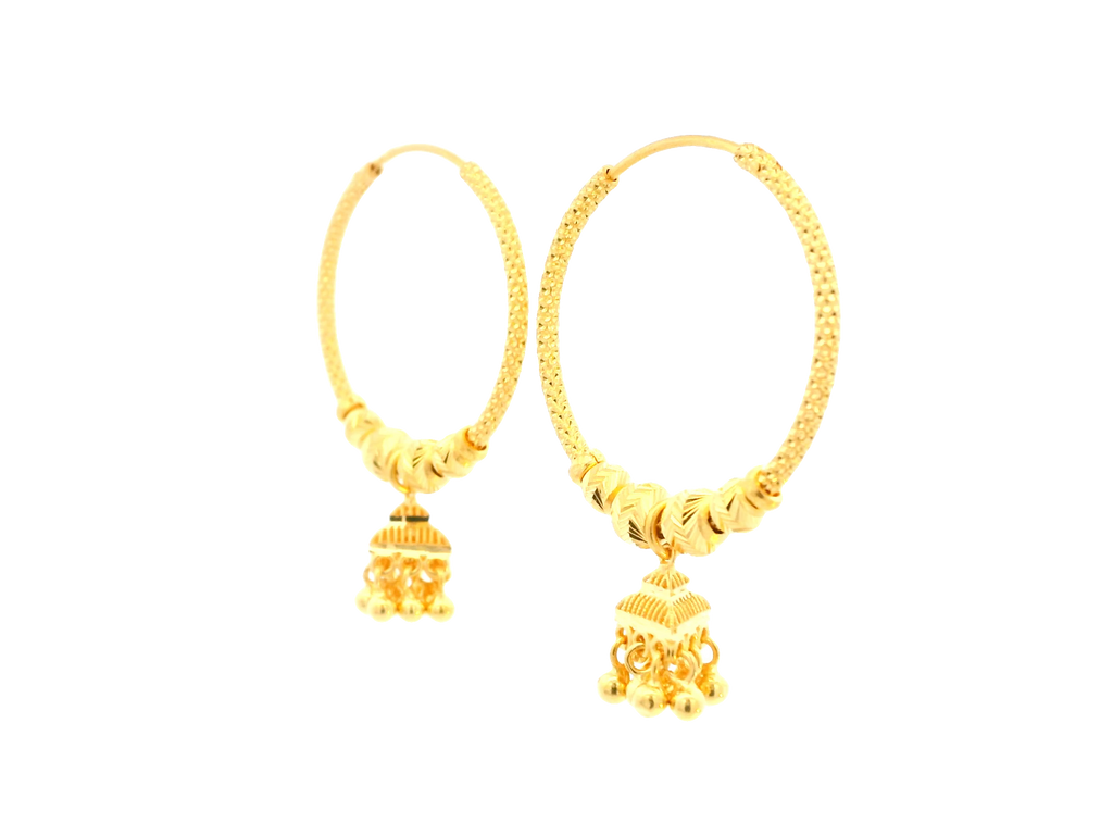 22K Yellow Gold Polished Hoop Earrings