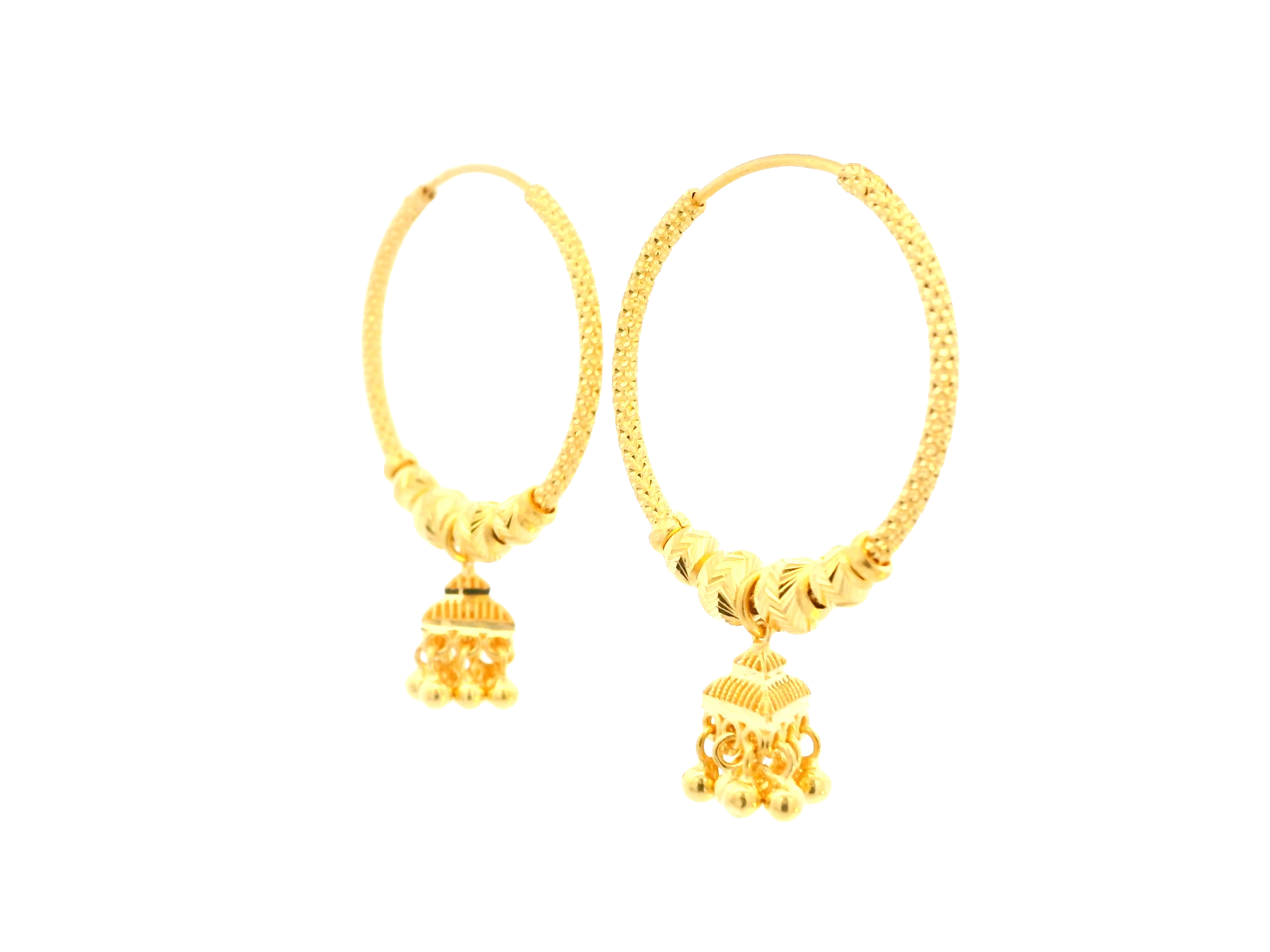 22K Yellow Gold Polished Hoop Earrings