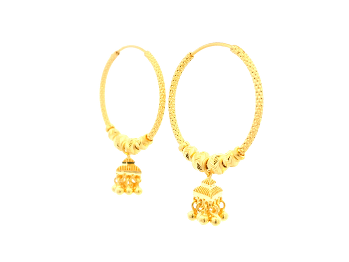 22K Yellow Gold Polished Hoop Earrings • 1.7 Inches
