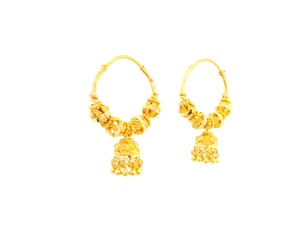 22K Yellow Gold Polished Hoop Earrings