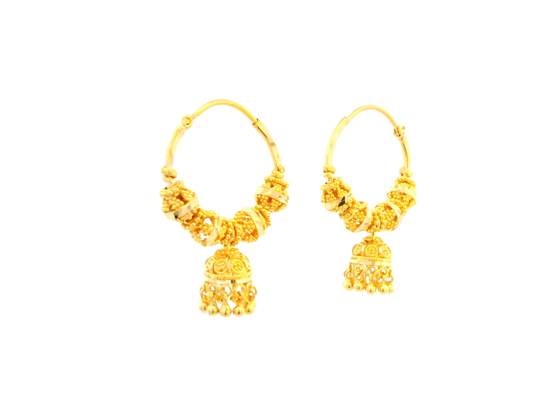 22K Yellow Gold Polished Hoop Earrings • 1 Inch