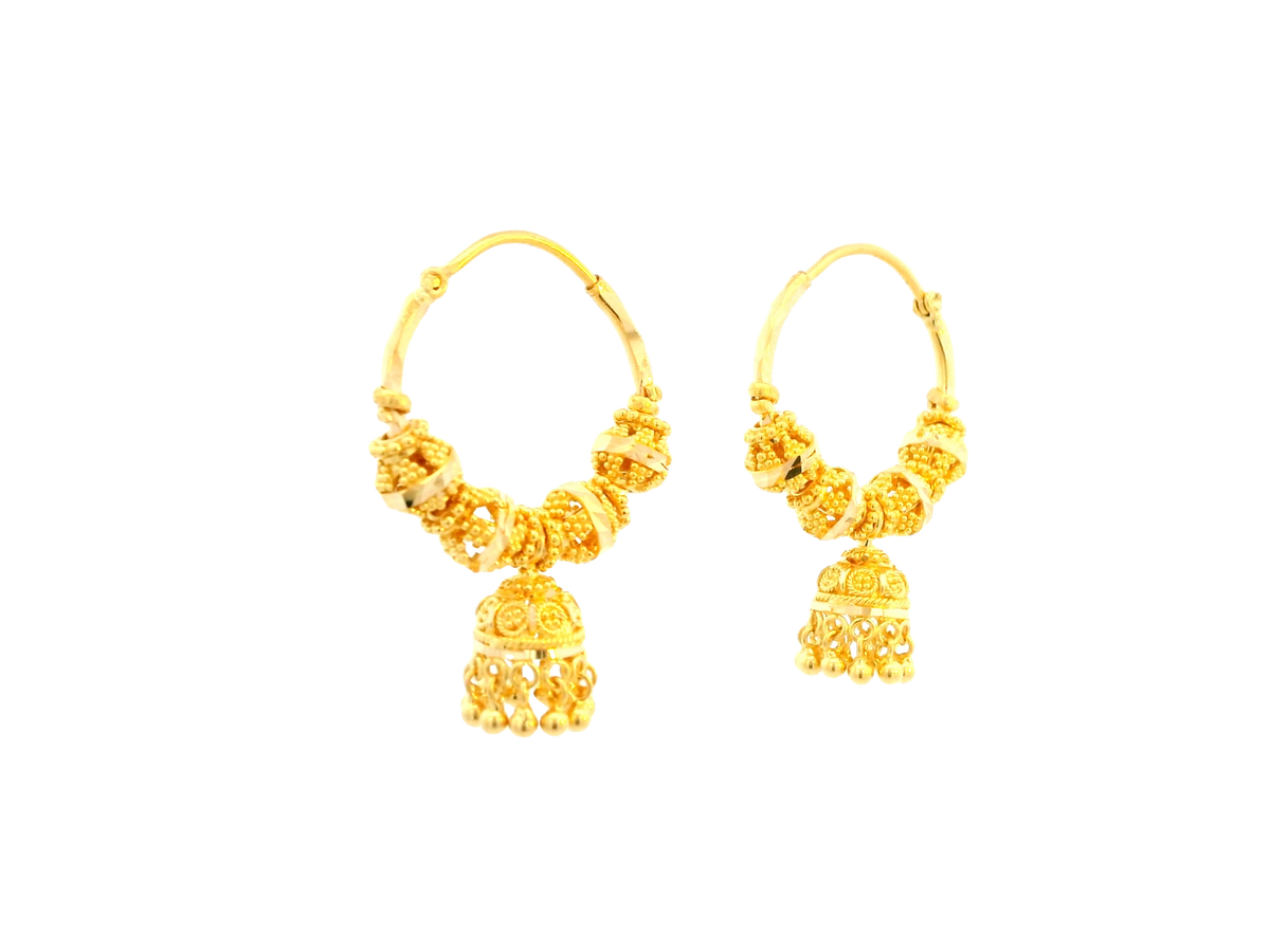 22K Yellow Gold Polished Hoop Earrings
