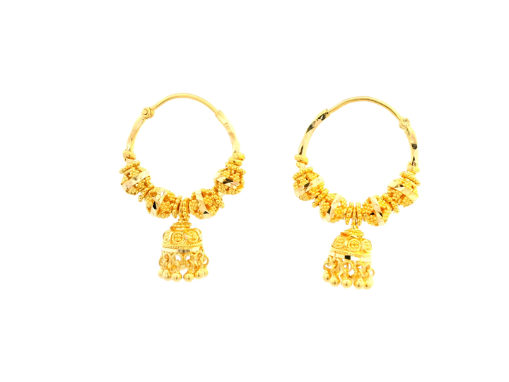 22K Yellow Gold Polished Hoop Earrings • 1 Inch