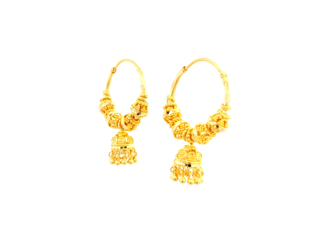 22K Yellow Gold Polished Hoop Earrings • 1 Inch
