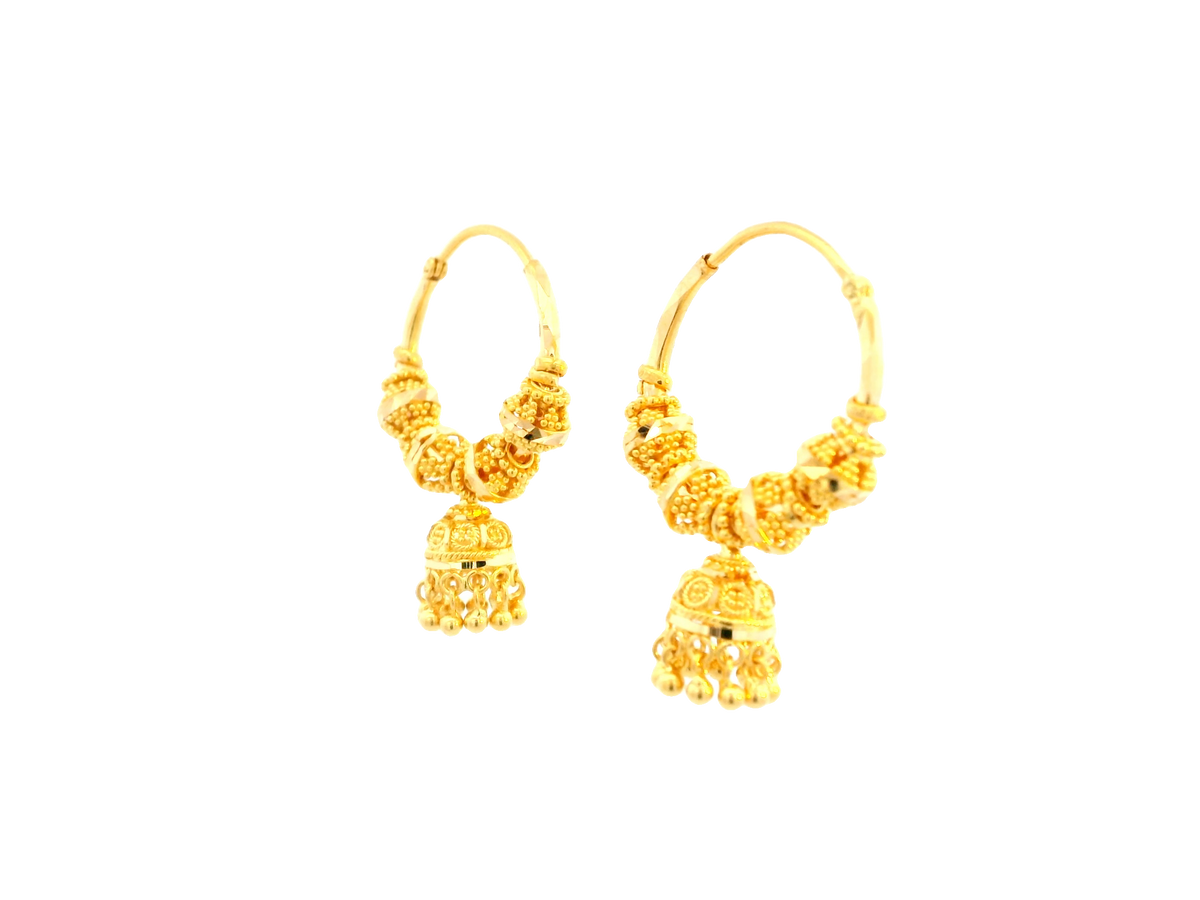22K Yellow Gold Polished Hoop Earrings