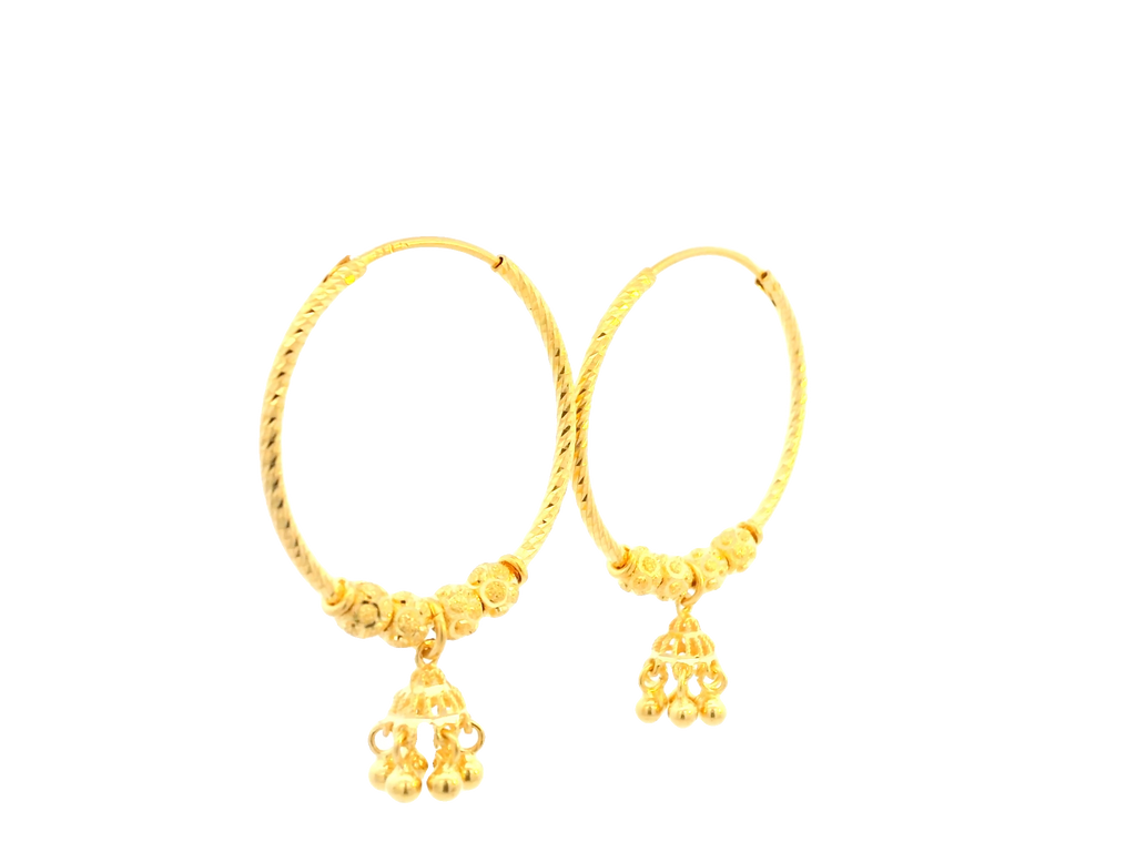 22K Yellow Gold Polished Hoop Earrings