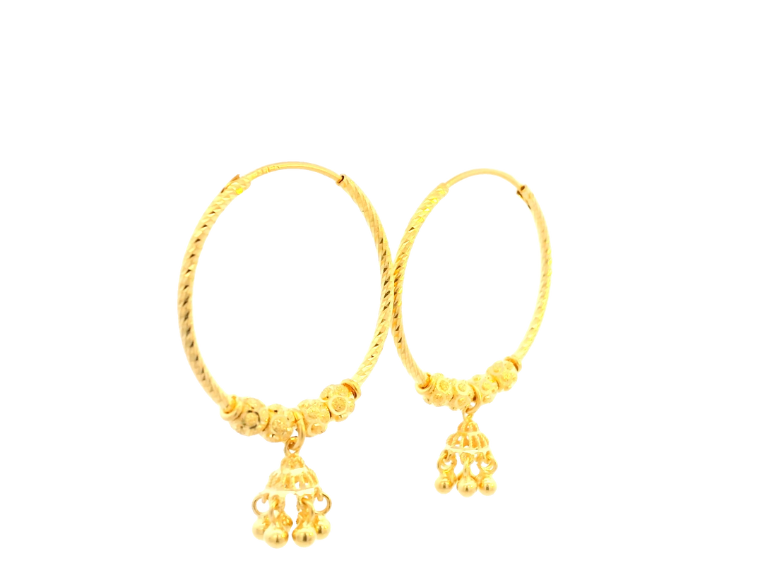22K Yellow Gold Polished Hoop Earrings • 2 Inches
