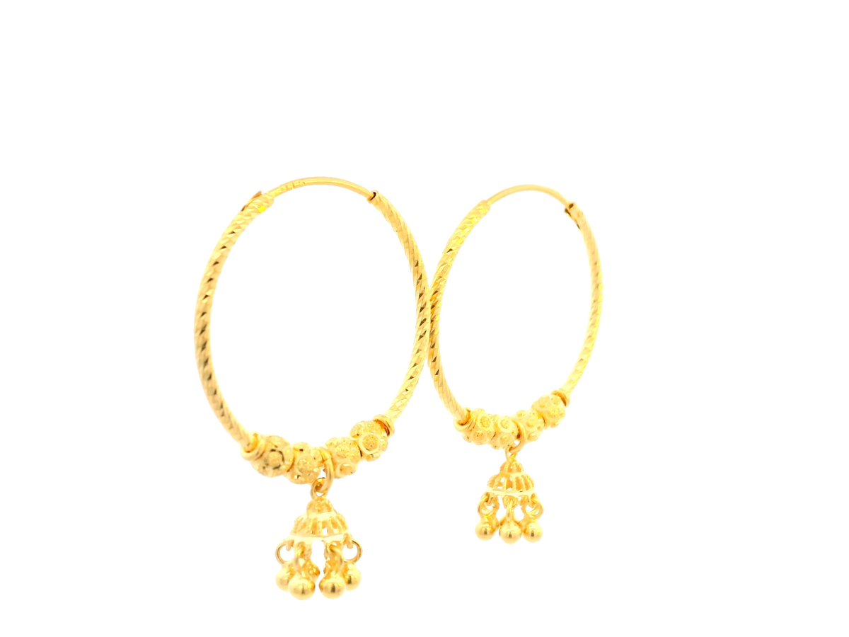 22K Yellow Gold Polished Hoop Earrings
