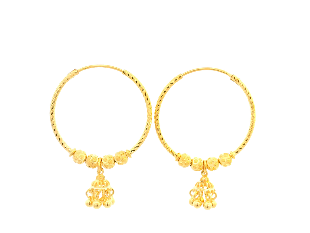 22K Yellow Gold Polished Hoop Earrings