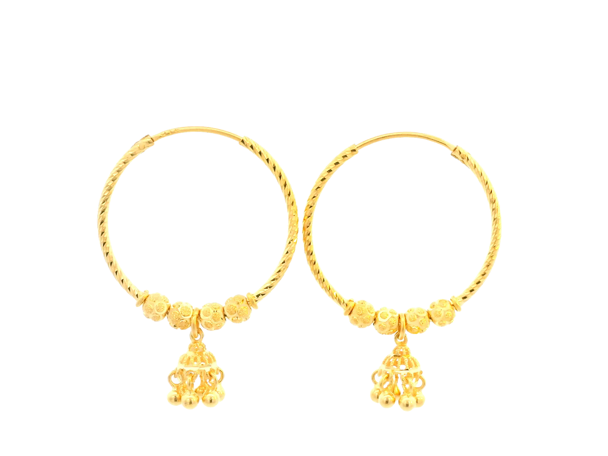 22K Yellow Gold Polished Hoop Earrings