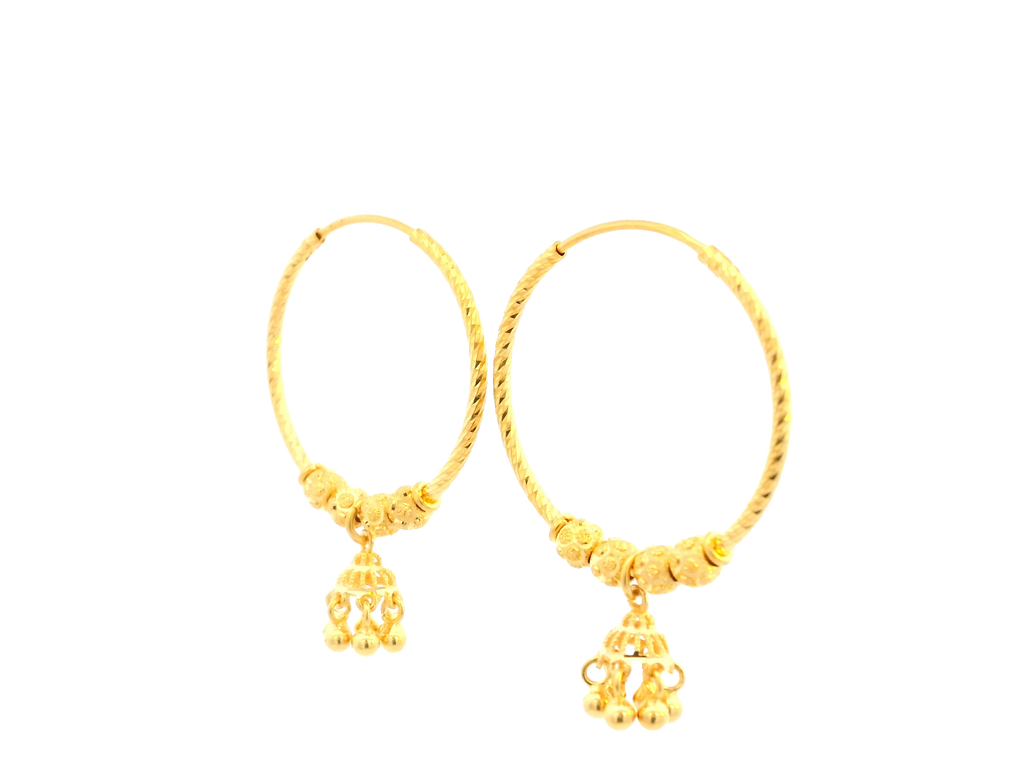 22K Yellow Gold Polished Hoop Earrings