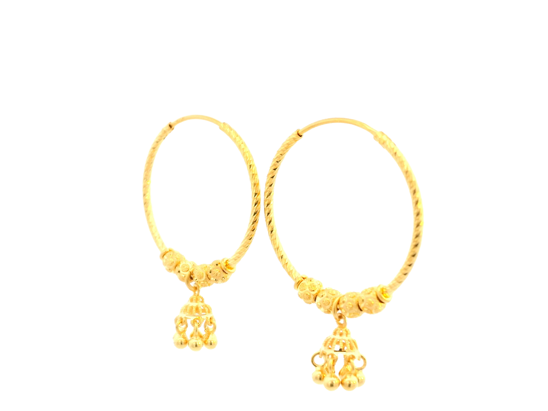 22K Yellow Gold Polished Hoop Earrings • 2 Inches