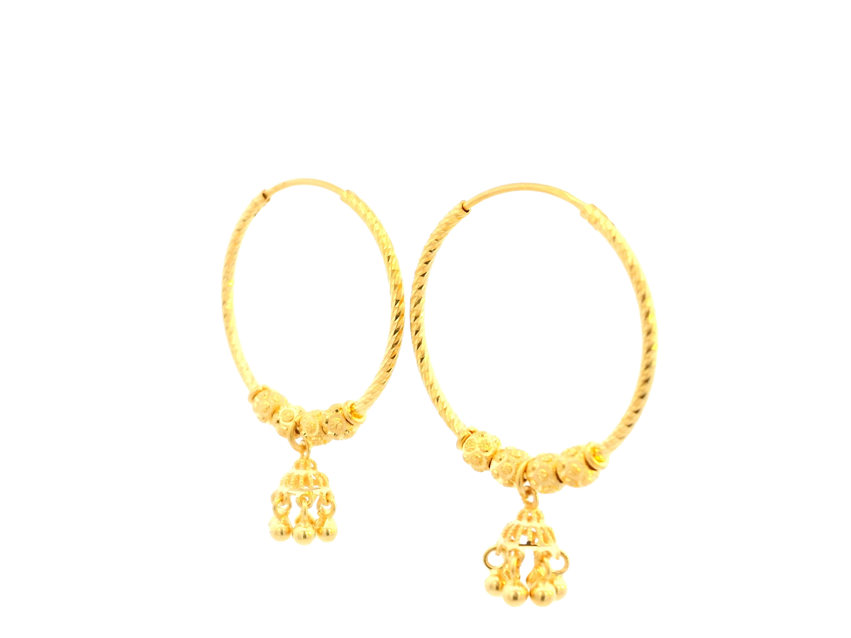22K Yellow Gold Polished Hoop Earrings