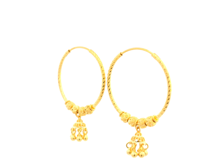 22K Yellow Gold Polished Hoop Earrings • 2 Inches