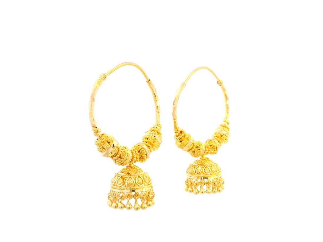 22K Yellow Gold Polished Hoop Earrings • 1.5 Inches