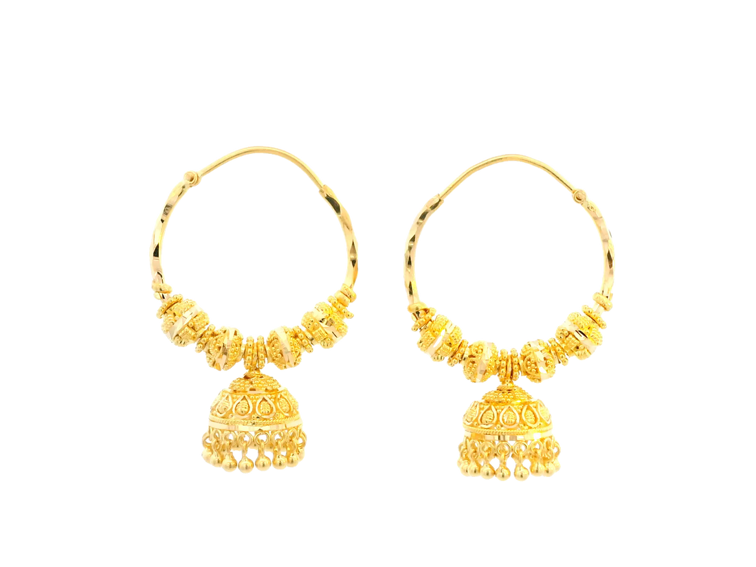 22K Yellow Gold Polished Hoop Earrings • 1.5 Inches