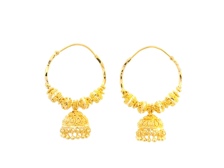 22K Yellow Gold Polished Hoop Earrings • 1.5 Inches