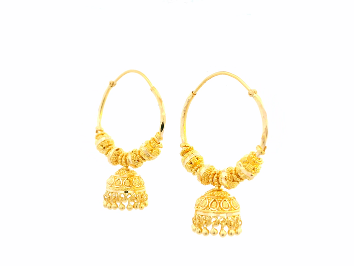 22K Yellow Gold Polished Hoop Earrings • 1.5 Inches