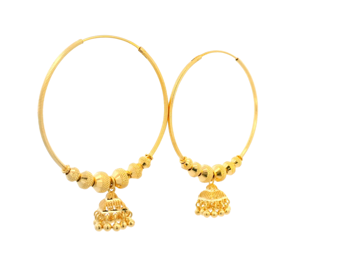 22K Yellow Gold Polished Hoop Earrings • 2.5 Inches