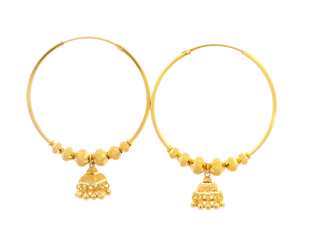 22K Yellow Gold Polished Hoop Earrings • 2.5 Inches