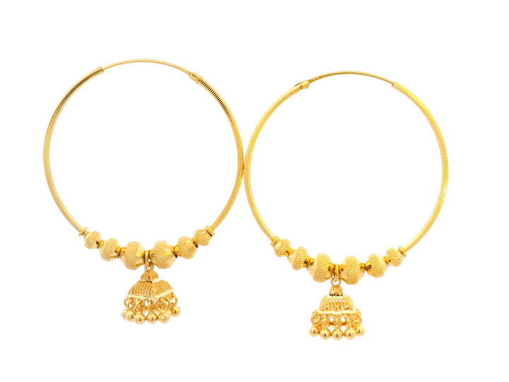 22K Yellow Gold Polished Hoop Earrings • 2.5 Inches